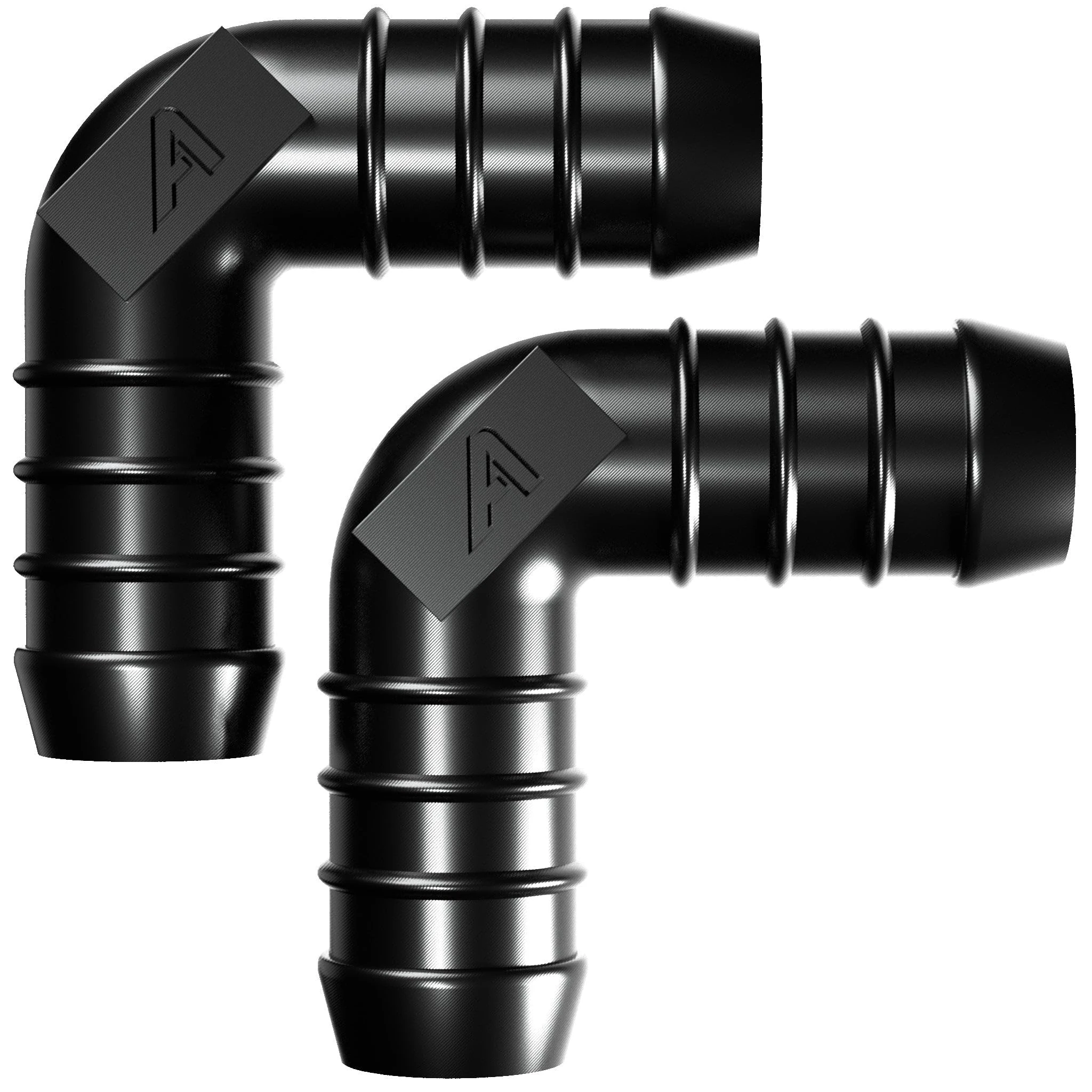 2 Pack - 76mm (3 Inch) Black Plastic 90 Degree Pipe Elbow Connector Pond Water Garden Silicone Rubber