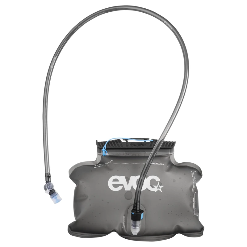 EVOC HYDRATION BLADDER 1.5 hydration bladder (leak-proof drinking bag, flexible drinking tube, SLIDE SEAL, BPA & PVC free, volume: 1.5 l), Carbon Grey