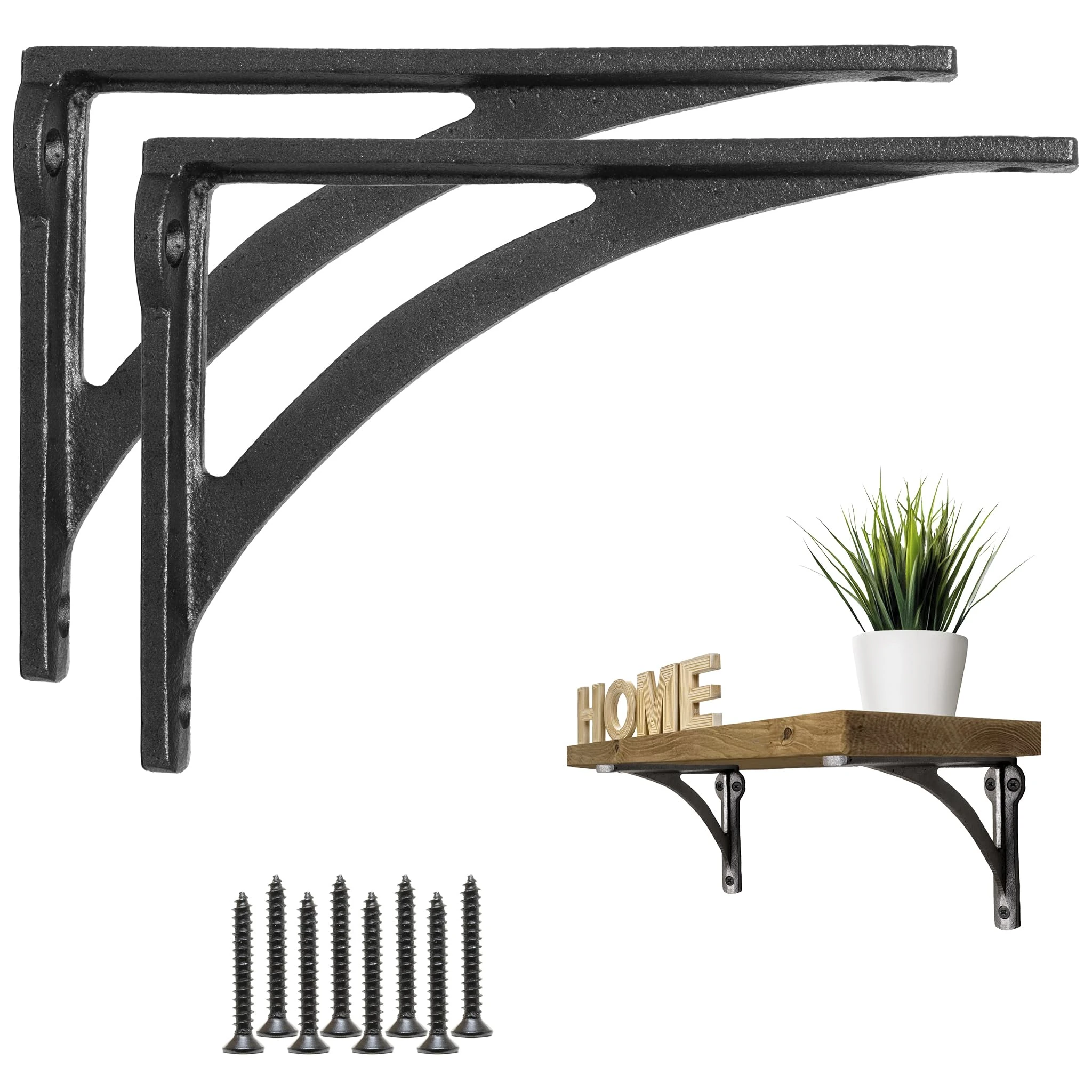 EDUWURXS Ironbridge Cast Iron Heavy Duty Shelving Brackets | Wall Shelf Supports (5.5x7" Pack of 2)