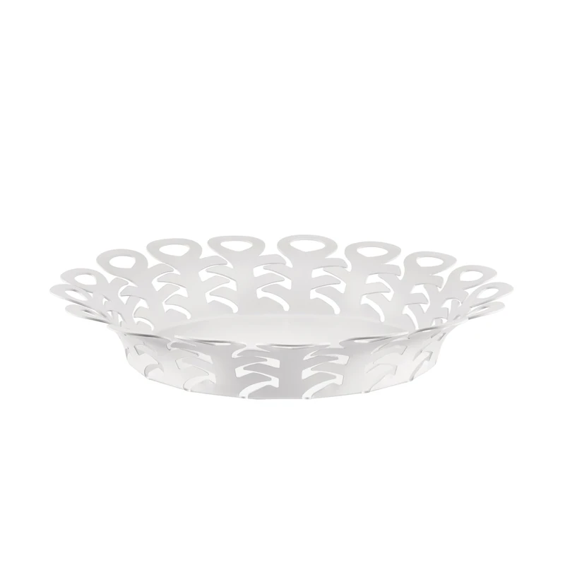 Alessi Open-Work Basket, steel coloured with epoxy resin, White, 25 cm