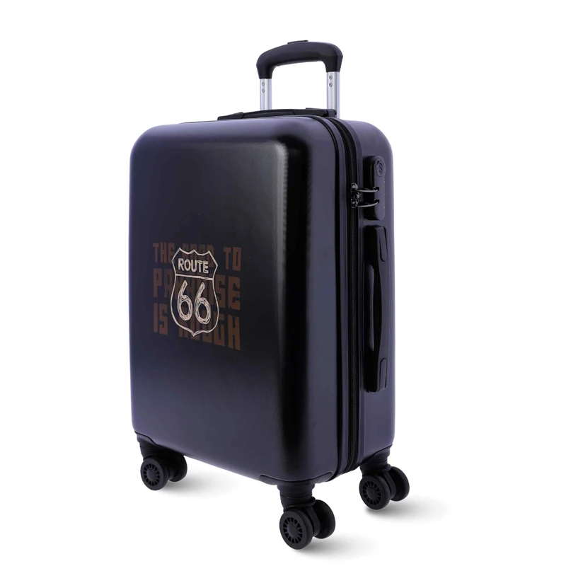 Route 66 - Cabin Travel Suitcases - Cabin Suitcase - Travel Suitcases - Heavy Duty Cabin Suitcase 55x40x20 Ryannair- Trolley Luggage for Aircraft Heavy Duty with 4 Wheels 360º and Lock, navy, 55x40x20
