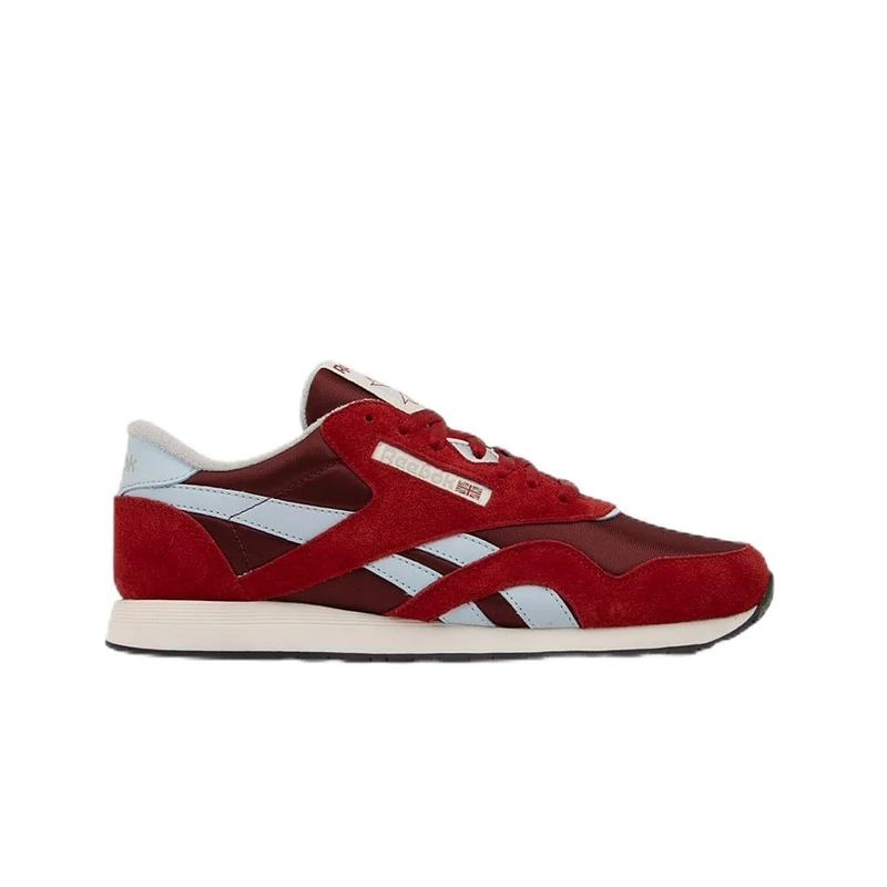Reebok Men's Classic Nylon Sneaker, Classic Burgundy Flash Red Glass Blue, 5.5 UK