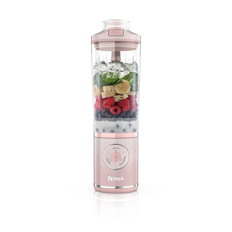 Ninja Blast Max Portable Blender, 570 ml, Refillable, Cup and Leak-Proof Lid, 3 Mixing Functions, Makes Smoothies, Protein Shakes and Granites, Powder Pink BC251EUPK