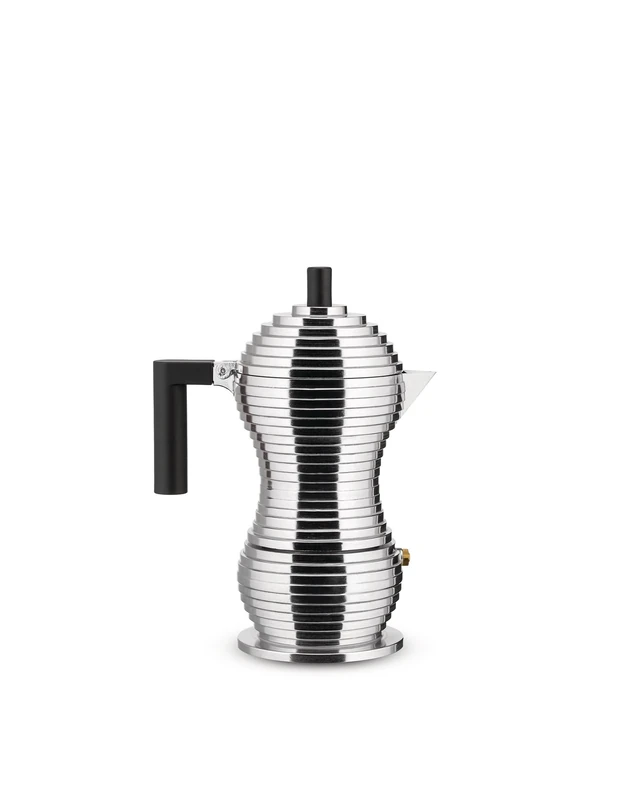 Alessi Pulcina MDL02/3BFM, Designer Espresso Coffee Maker, Handle and Knob in PA, in Cast Aluminum for Induction Hobs, 3 Cups, Black