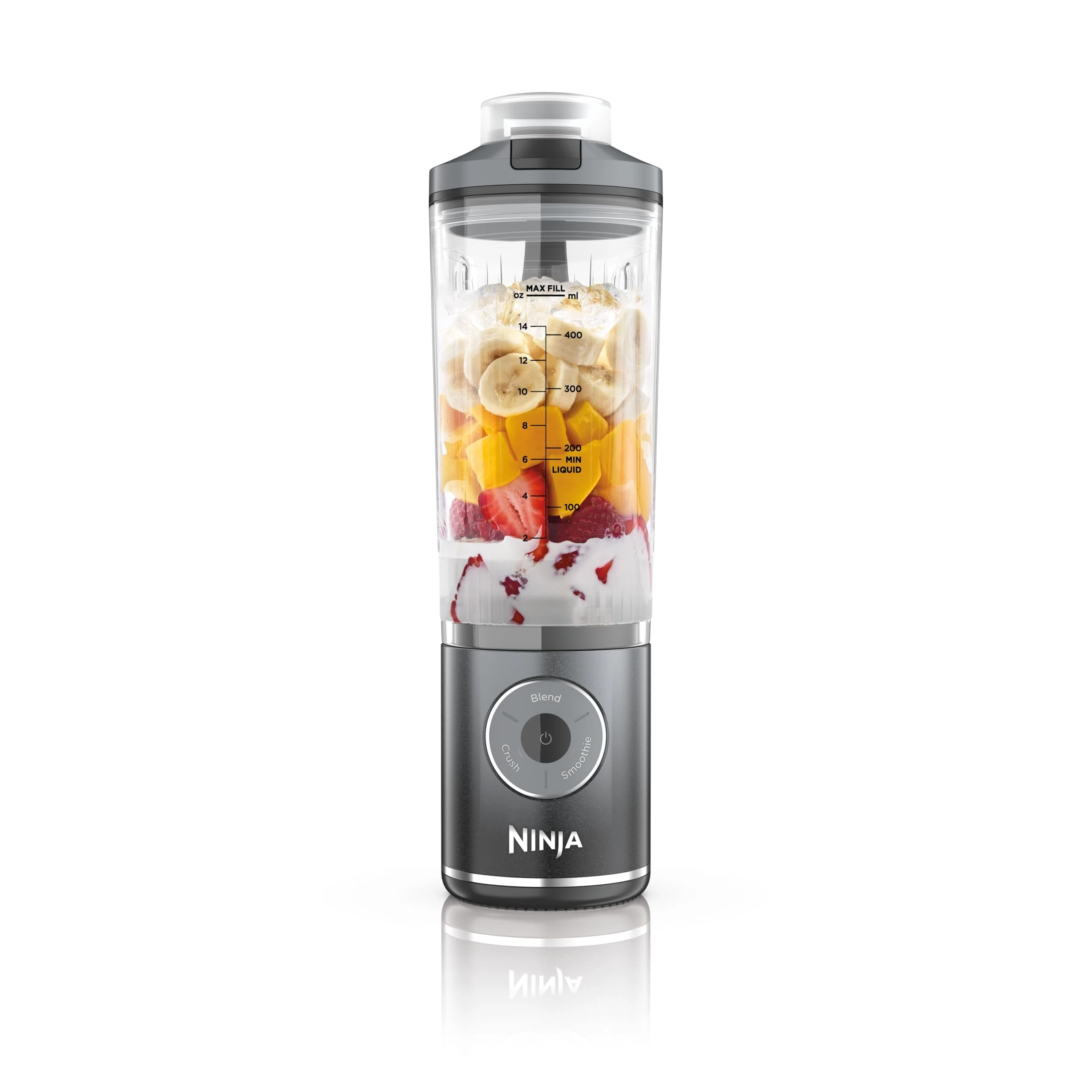 Ninja Blast Max Portable Blender, 570ml, Rechargeable Battery, Blending Cup & Leak-proof Lid, 3x Blend Functions, Makes Smoothies, Protein Shakes, Blends Ice & Frozen Fruit, Cool Grey BC251EUGY
