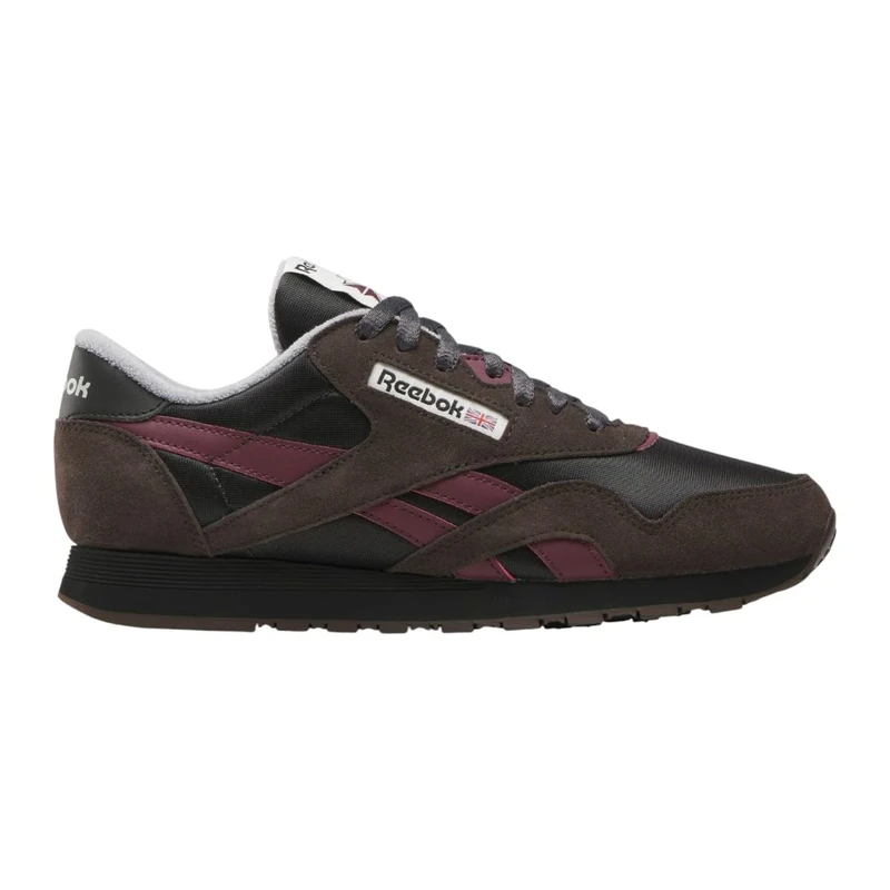 Reebok Men's Classic Nylon Sneaker, Washed Black Black Cherry, 5 UK