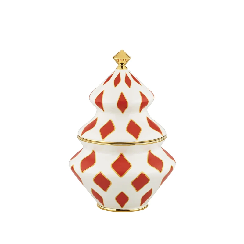 Alessi Delight NZ03, Christmas Sweet Container in Porcelain, Red, White and Gold