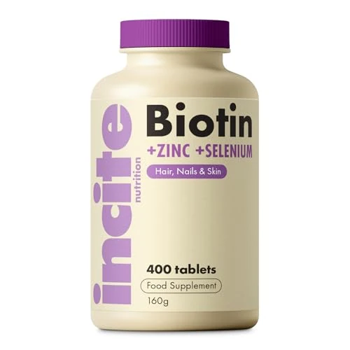 Incite Nutrition Biotin + Selenium + Zinc Tablets. Great Value 400 Pack Skin, Nail, and Hair Supplements. 12 Month Supply of Biotin Complex Hair Vitamins to Combat Hair Loss and Help Hair Growth