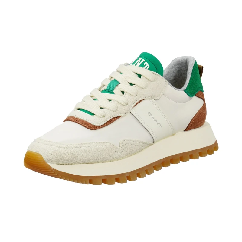 GANT FOOTWEAR Women's Caffay Trainers, Ivory Argain Oil Green, 5 UK