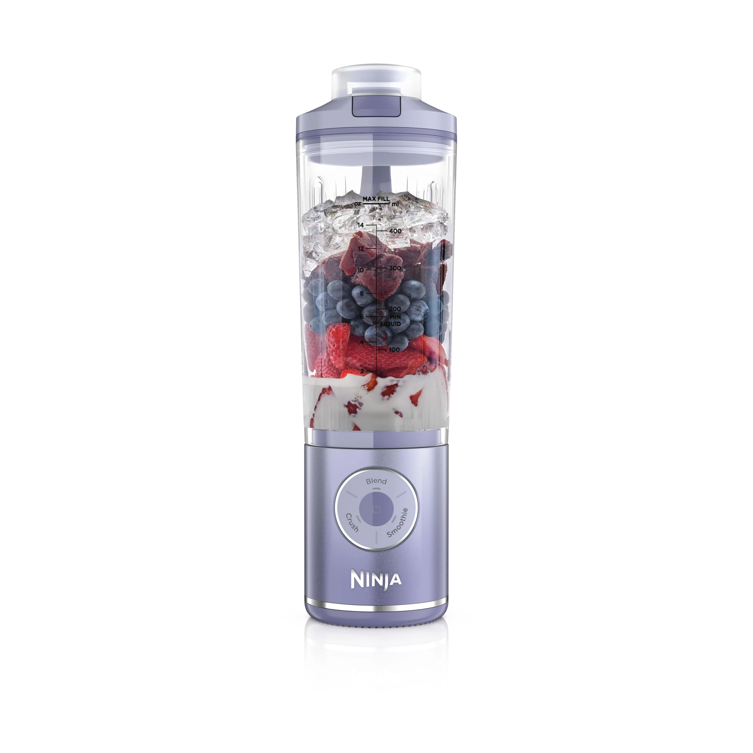 Ninja Blast Max Portable Blender, 570ml, Rechargeable Battery, Blending Cup & Leak-proof Lid, 3x Blend Functions, Makes Smoothies, Protein Shakes, Blends Ice & Frozen Fruit, Lavender BC251EULD