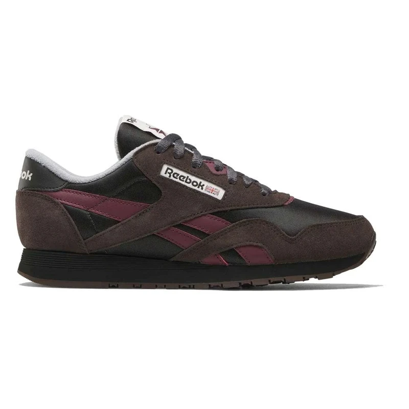 Reebok Men's Classic Nylon Sneaker, Washed Black Black Cherry, 1 UK