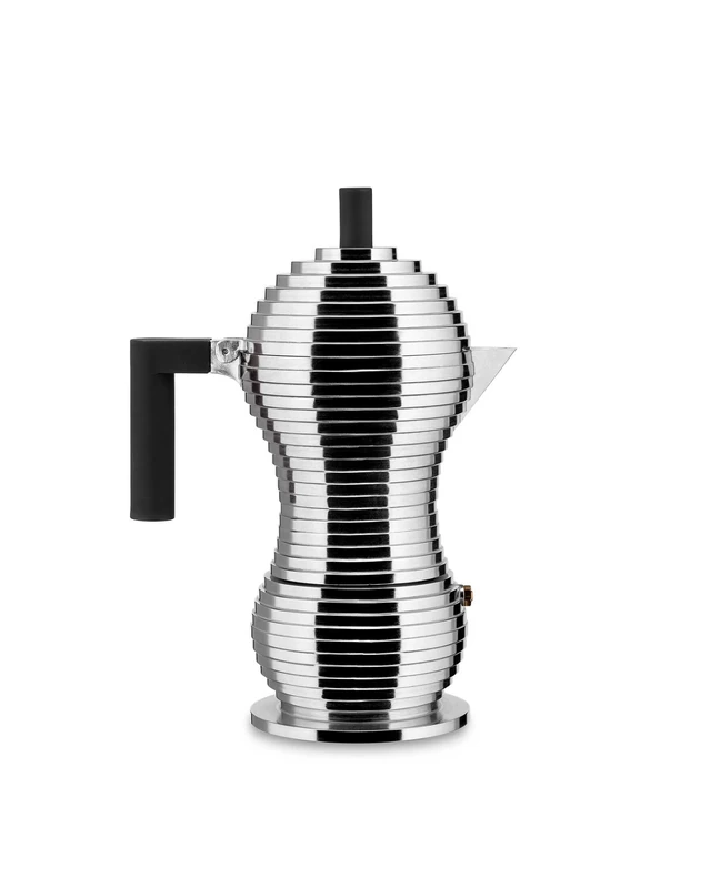 Alessi Pulcina MDL02/6BFM, Designer Espresso Coffee Maker, Handle and Knob in PA, in Cast Aluminum for Induction Hobs, 6 Cups, Black