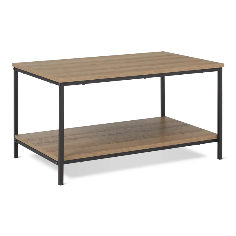 Amazon Basics Coffee Table, Rectangular, with Bottom Shelf, Living Room, Center Table, Modern Style, Oak, 50.5 x 80 x 42 cm
