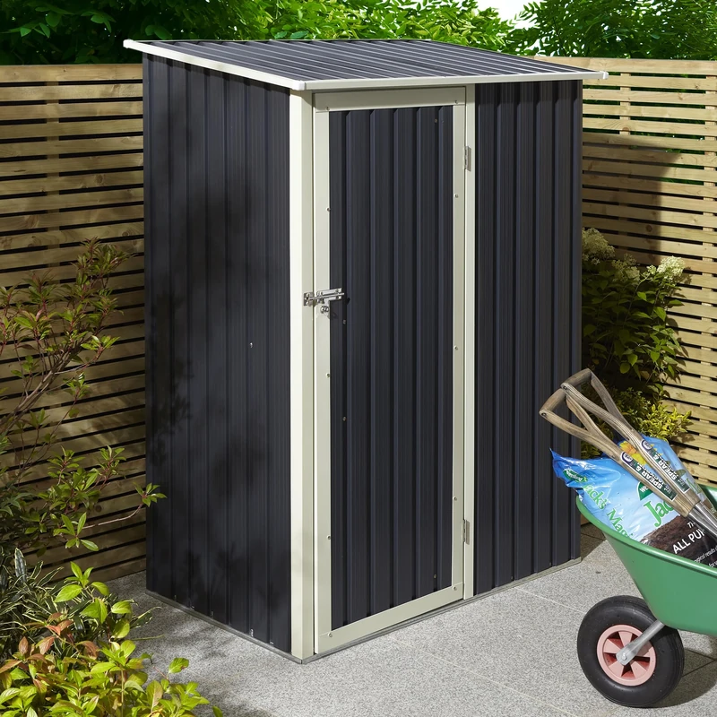 Rowlinson Trentvale 5X3 Metal Pent Shed Dark Grey with Assembly