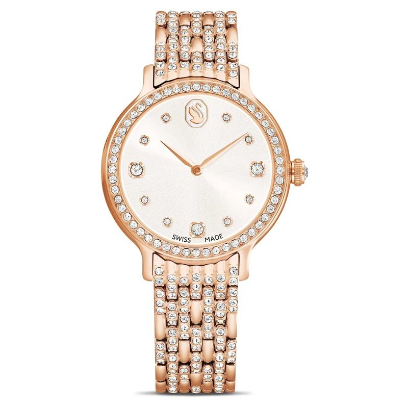 Swarovski Imber Watch, Swiss-Made & Water-Resistant Stainless Steel Wristwatch in a Rose Gold-Tone Finish with Clear Crystals and Metal Bracelet Strap, Part of The Imber Collection