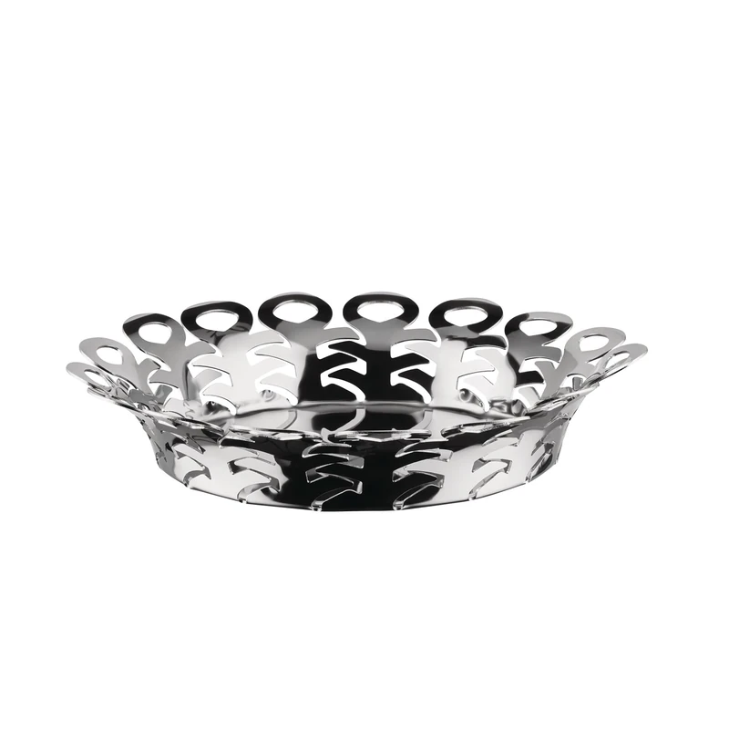 Alessi Vimini BM21/25, Perforated Design Basket, in 18/10 Stainless Steel, Diameter 27 cm, Steel