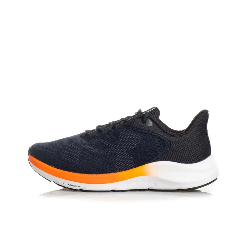 Under Armour Men's Charged Pursuit 4 Big Logo, Breathable and Lightweight Running Shoes, Durable Men's Trainers with Traction Sole,Black / Team Orange / Anthracite,8