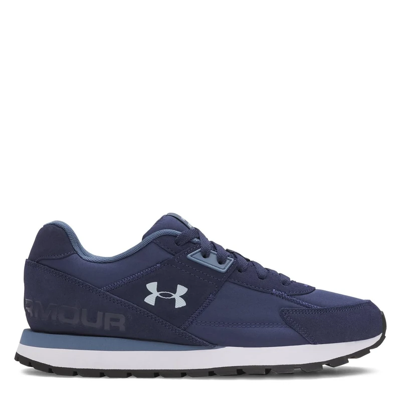 Under Armour Men's Essential Runner, Lightweight and Breathable Running Trainers with Suede Overlays, Men's Trainers with Rubber Outsole for Traction,Washed Navy / Nu Blue / Blue Calm,11.5
