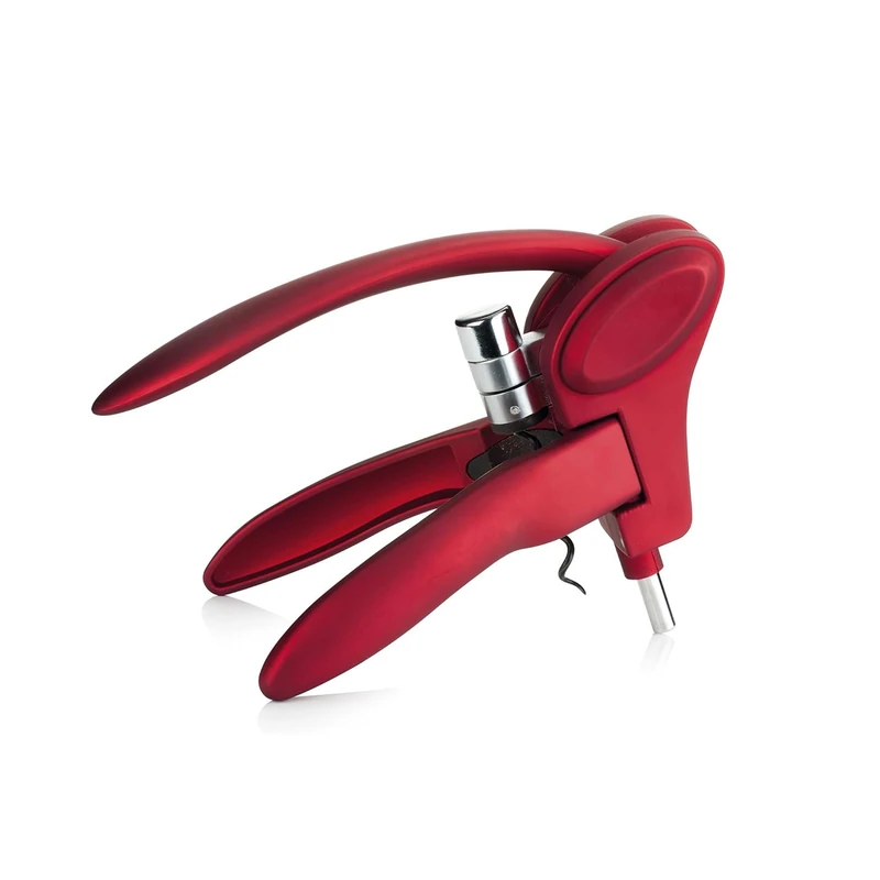 Wintem Plastic and Steel Lever Bottle Opener 20 cm Red - Non-Stick Coating - Soft Touch Finish for Comfortable and Secure Grip - Compatible with All Types of Bottles - Includes Case - Image 1