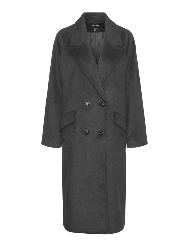 VERO MODA Vmharper Ga Noos Long Wool Coat, Dark grey blend, L