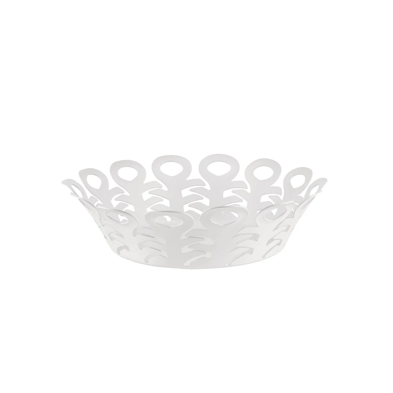 Alessi Vimini BM21/21 W, Perforated Design Basket, in Steel Colored with Epoxy Resin, Diameter 22 cm, White
