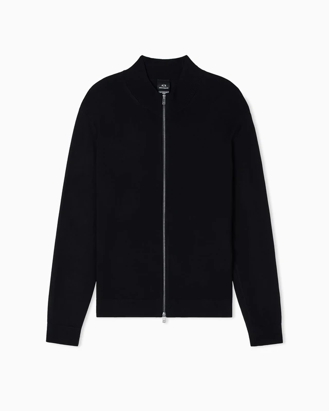 Armani Exchange Men's Essential, Long Sleeve Zip Closure Cardigan Sweater, Black, XS, Black, XS