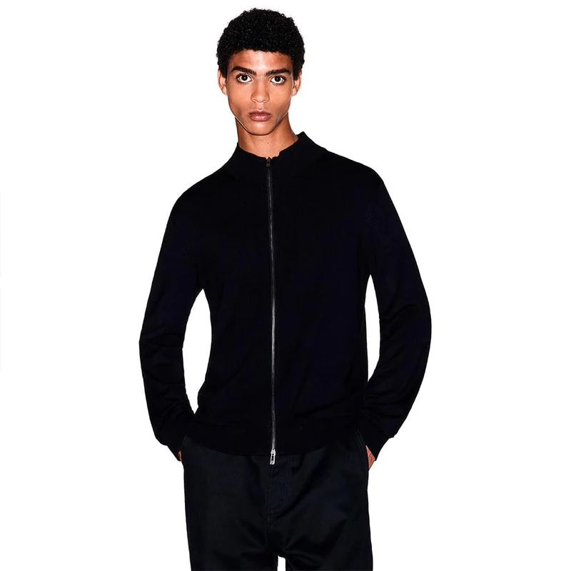Armani Exchange Essential Long Sleeve Zip Closure Sweater Cardigan, Black, M Men, Black, M