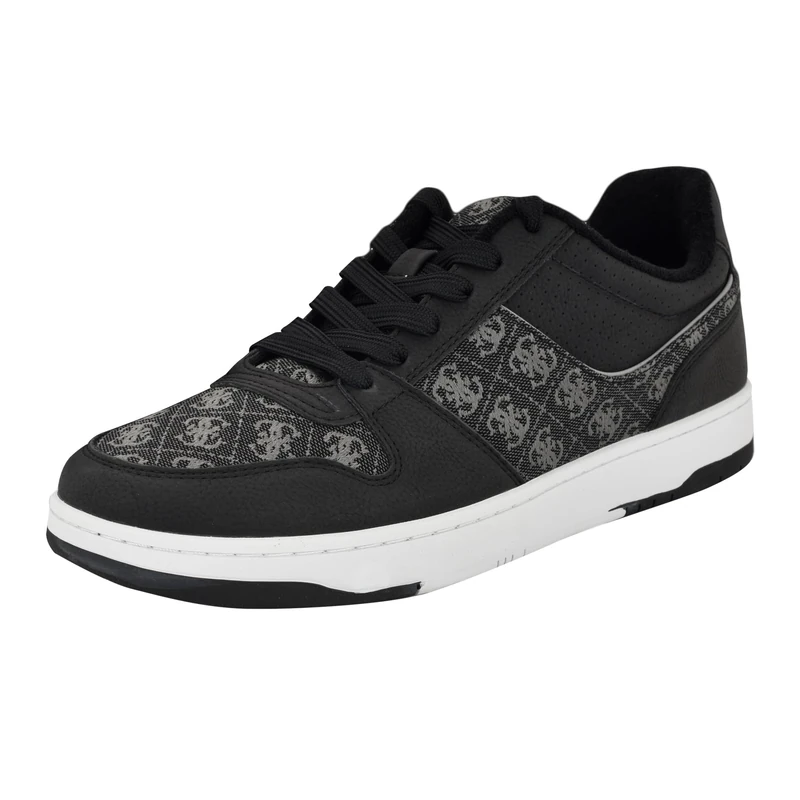 GUESS Men's Tryon Sneaker, Black/Silver Logo Multi 003, 12 UK