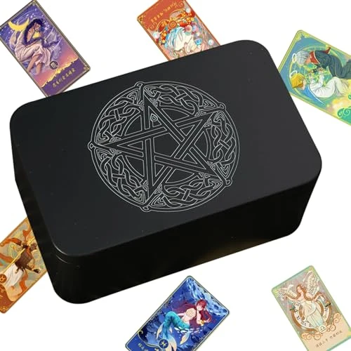 Tarot Cards Box - 13 x 8.3 x 6cm Iron Case Holder, Card Deck Storage | Premium Reusable Portable Tarot Deck Protective Case, Tarot Card Case Holder Playing Cards Holder for Game Cards