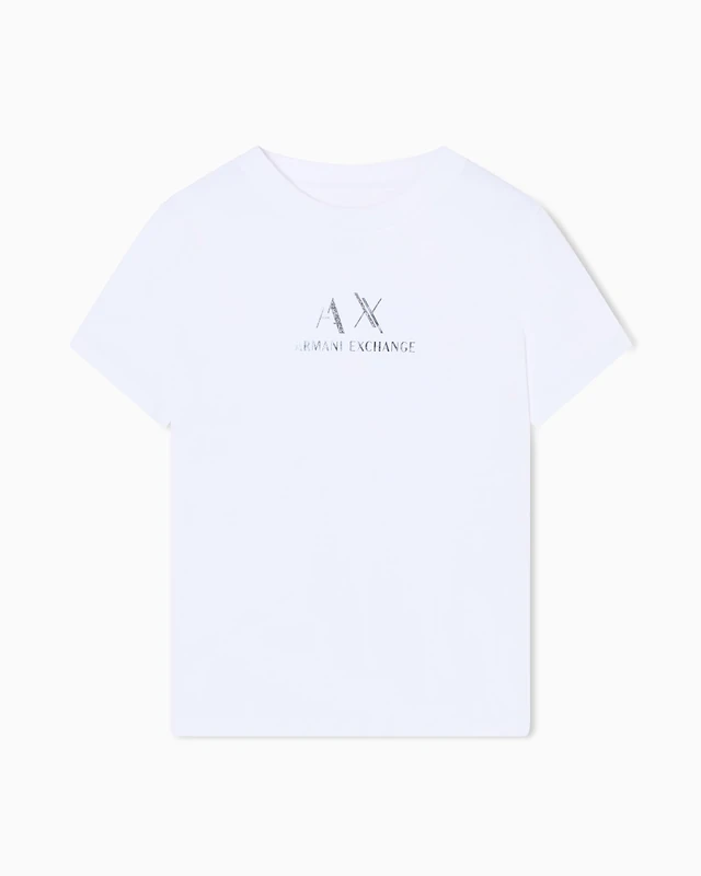 Armani Exchange Women's Regular Boxy Chest Logo Tee T-Shirt, White (Optic White), XL