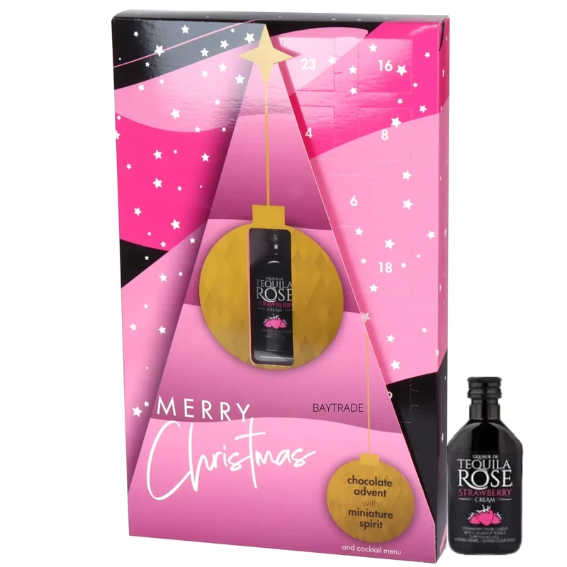 Alcohol Advent Calendar 2025 | Tequila Rose Gift Set | Ladies Advent Calendar 2025 | Xmas Gifts for Women | Miniature Bottles 50ml and 24 Christmas Chocolates | Christmas Countdown | Cream Liqueur