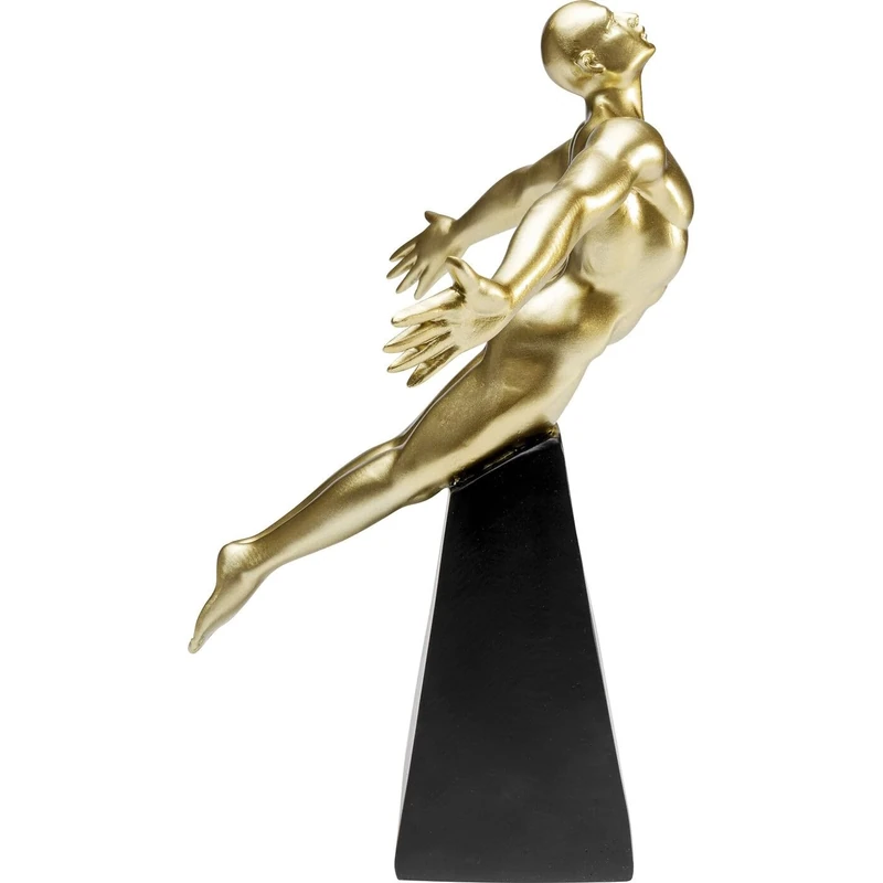 Kare Design Deco Figurine Jumper, Gold/Black, 37x32x30cm, Decorative Object, Hand-Painted, Elegant, Modern, Jumper Motif for Shelf Accent, Living Room, Bedroom