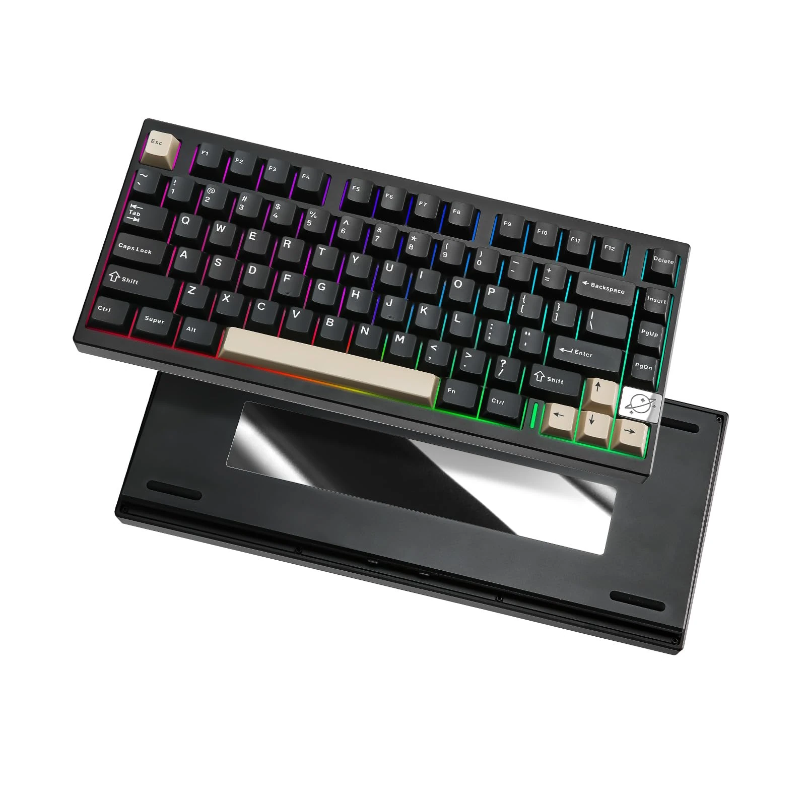 YUNZII AL75 PRO 75% Wireless Gaming Keyboard, BT/2.4G/Wired Aluminium Mechanical Keyboard With PBT Keycaps, Gasket Mounted Hot Swap RGB Custom for Mac/Win (black, blue grey tactile)