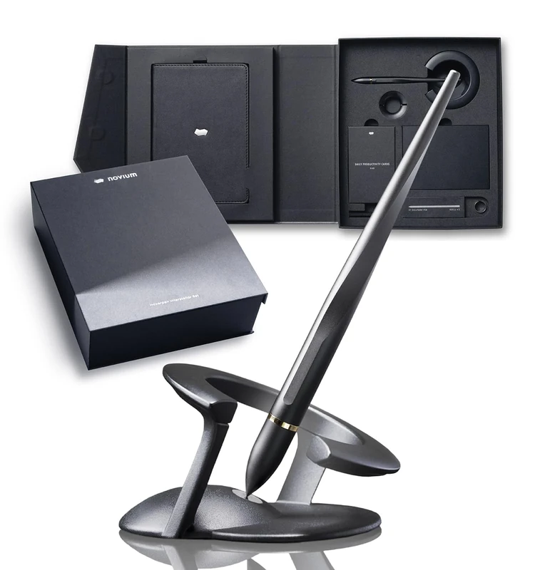 novium Hoverpen Interstellar Gift Set - Luxury Pen, 18K Gold-Plated Ballpoint with Premium Accessories, Refillable Ink, Fine nib, Gifts for Men & Women