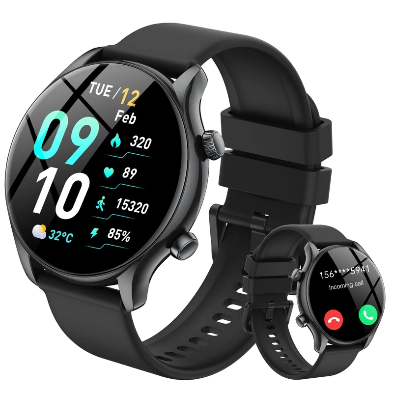 vamout Smart Watch, 1.39" Smartwatch for Men Women (Answer/Make Call), Fitness Activity Tracker with Heart Rate & Sp02 Monitor, 100+ Sport Modes, IP68 Waterproof Fitness Watch for Android iOS (Black)