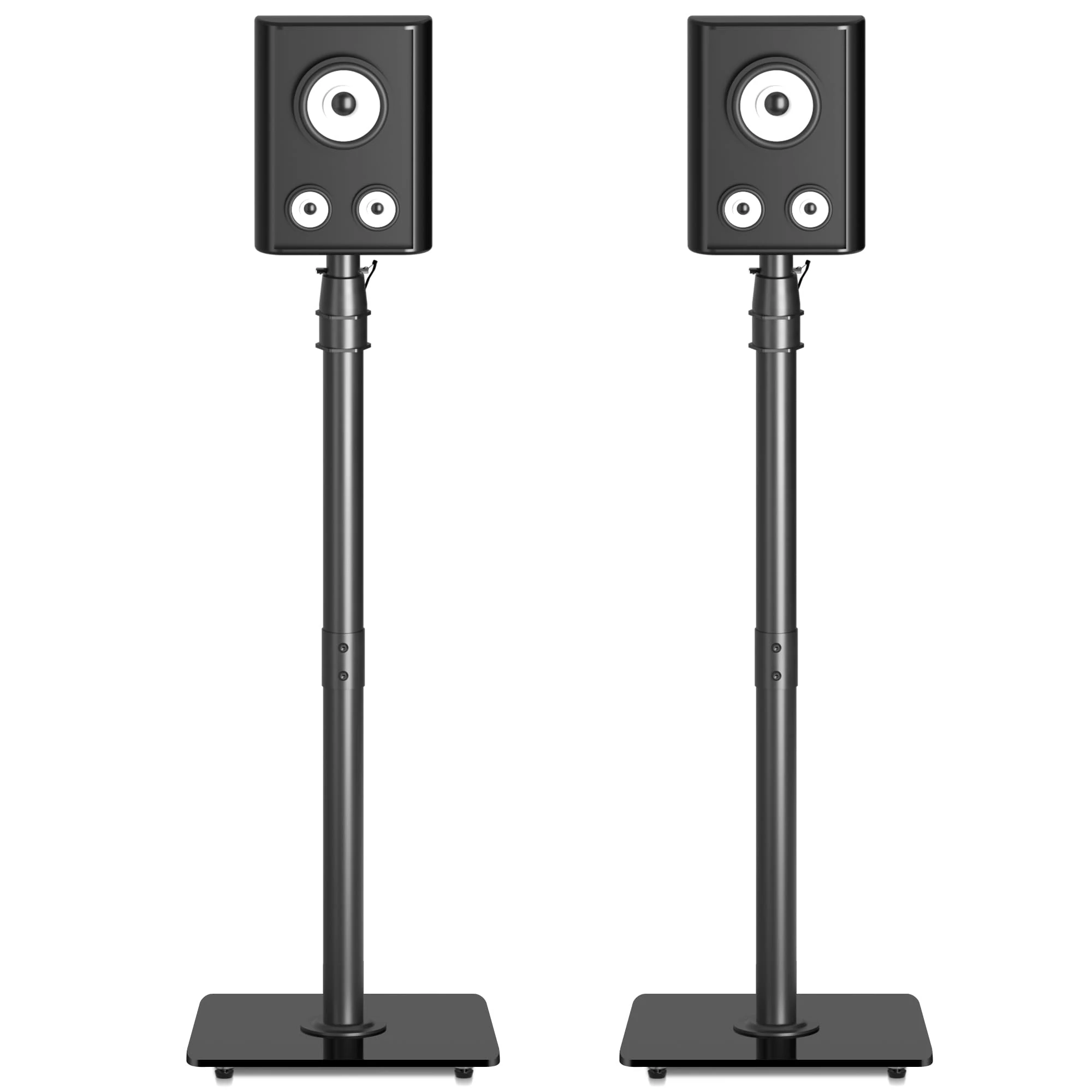 suptek Heavy-Duty Floor Standing Speaker Stands Pair | Anti-Tip Rear Surround Sound Stands for Bose, JBL, Sony | 86-113cm Height Adjustable, 10kg Capacity, Tool-Free Assembly (SFM001)