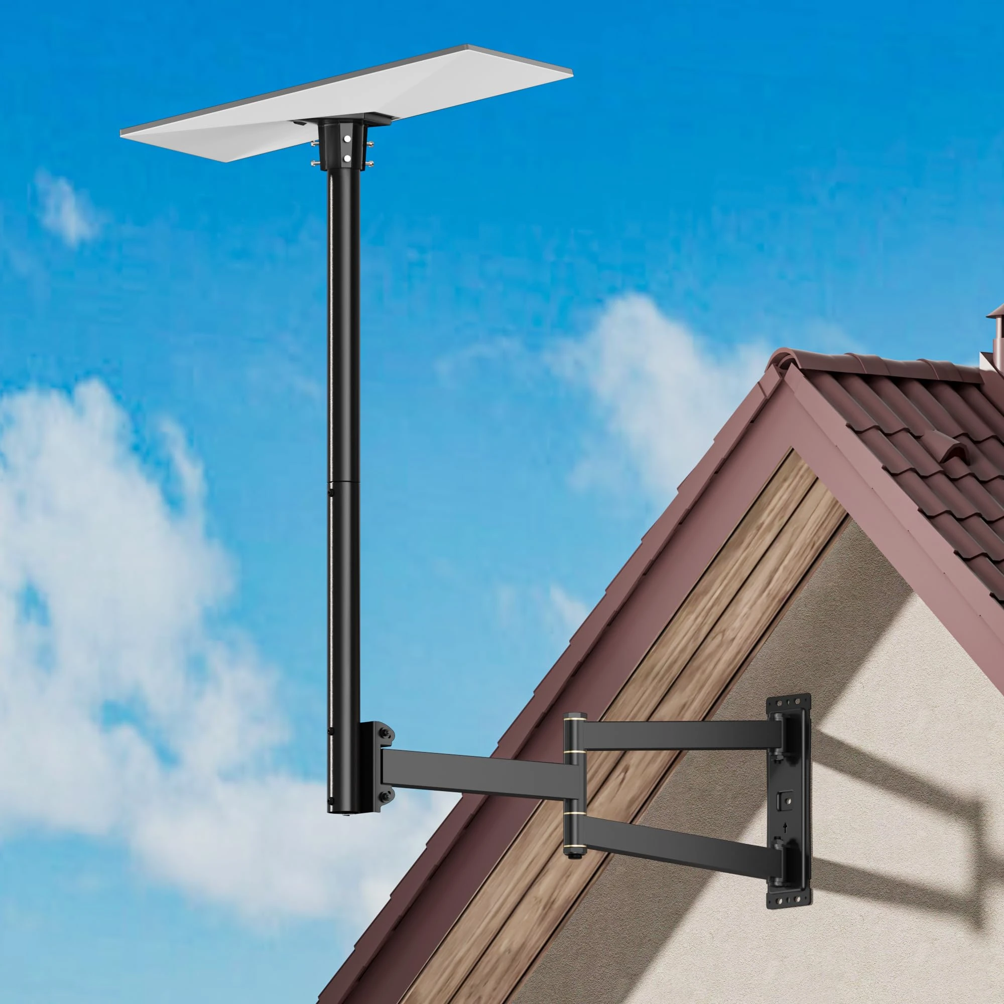 WHYFONE Starlink Gen 3 Mount, 360° Adjustable V3 Long Wall Mount, Heavy Duty Pivot Starlink Wall Mount, Starlink Gen3 Pole Mounting Kit with Gen 3 Pipe Adapter for Gen3 Starlink Internet Kit Satellite