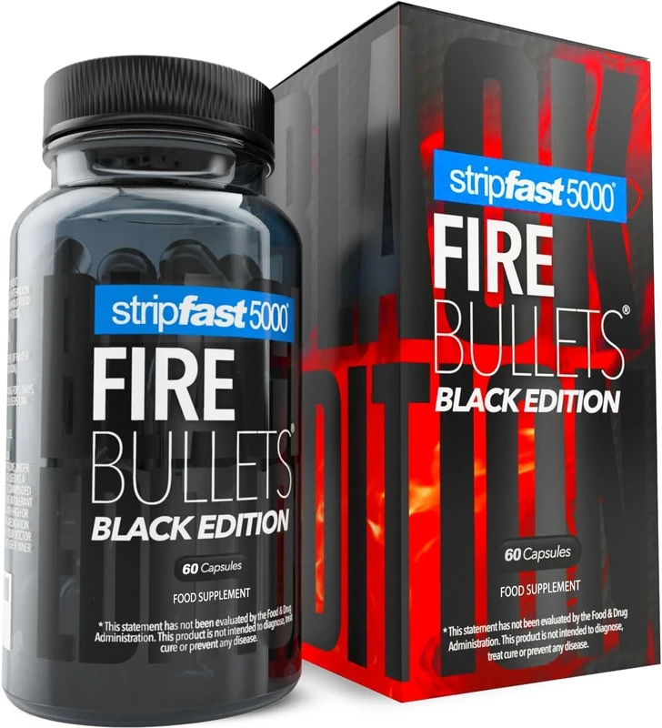 stripfast5000 Max Strength Weight Management, Energy & Metabolism Support Pills for Women & Men, Fire Bullets Black Edition