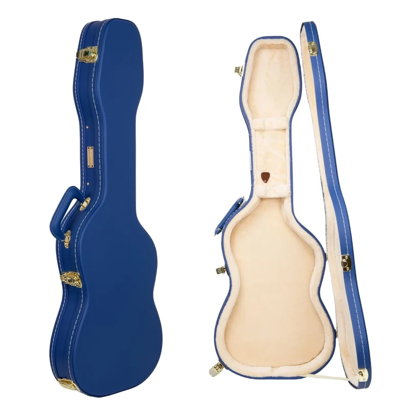 Crossrock Contoured Wooden Electric Guitar Case for Stratocaster & Telecaster | Vibrant Blue Faux Leather, Beige Plush Interior, Lock – Designer Series -Vibrant Blue (CRW520STVB)