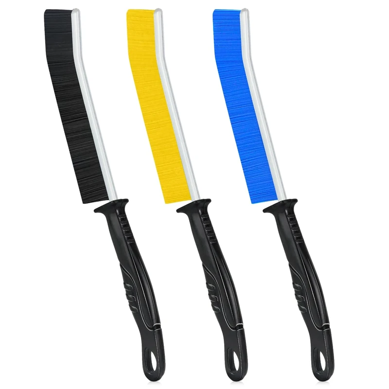 Hmseng Crevice Cleaning Brush, 3pcs Long Handle Scrubbing brush, Grout brush, Multifunctional Bathroom Tile Groove Gap Thin brush for Narrow Corners in home Kitchen and Window Groove