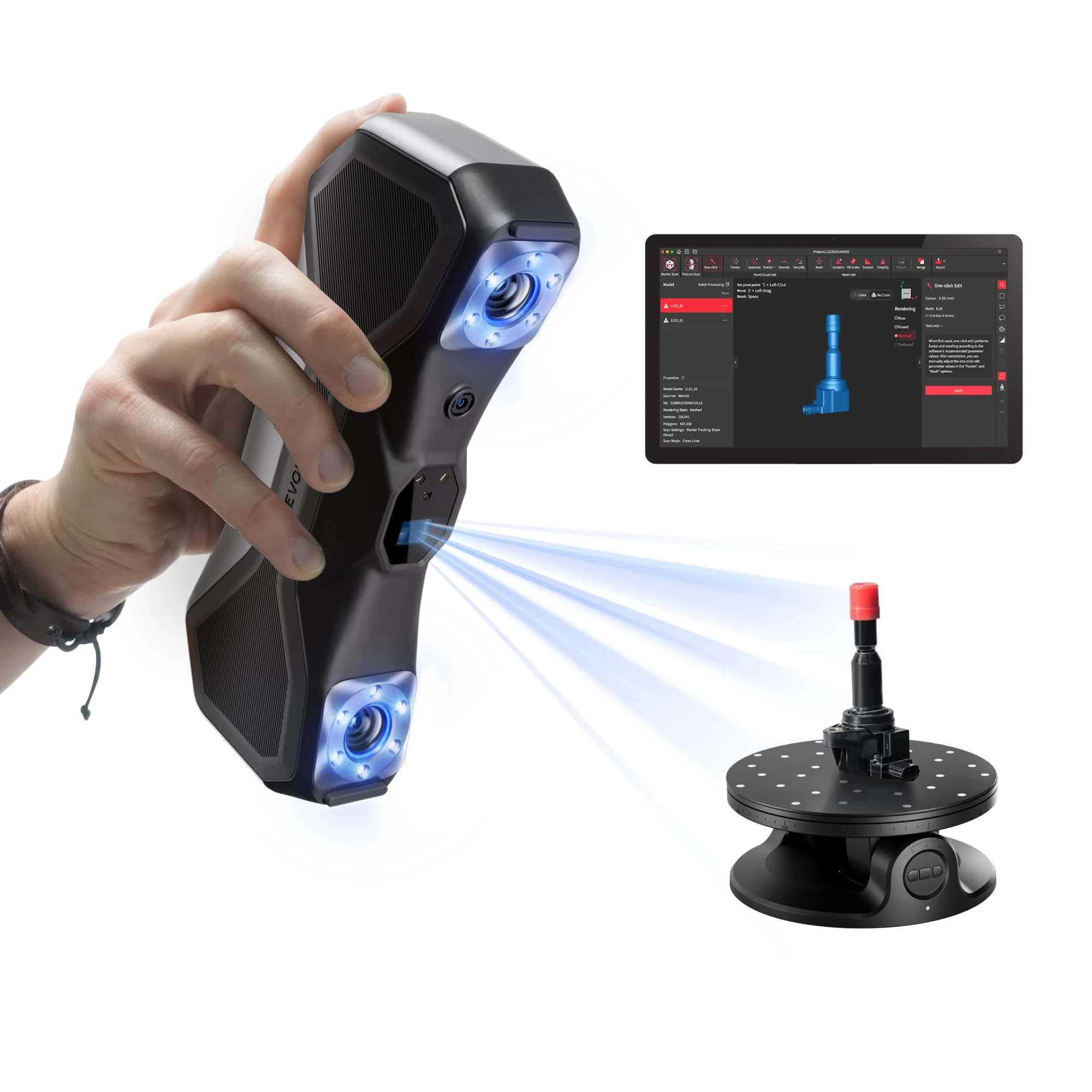 Revopoint MetroX 3D Scanner for 3D Printing, Up to 0.01mm Precision, Blue Laser, 4 Scanning Modes, Metrology-grade Accuracy, Full-field Structured Light, Metal/Dark Object Scanning, STANDARD