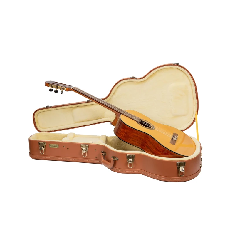 Crossrock Relief Series Classical Guitar Case for 4/4 Nylon-String | Carved Red Wood Finish, Ivory Plush Interior, Lock – Premium Wooden Hardshell - Redwood（CRW630CRO）