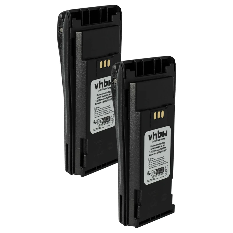 vhbw 2 x Battery Compatible with Motorola DP1400, DP1000, EP450, CP380, CP360, CP340, CP250, CP200XLS Radio, Walkie Talkie (1800 mAh, 7.2 V, NiMH)