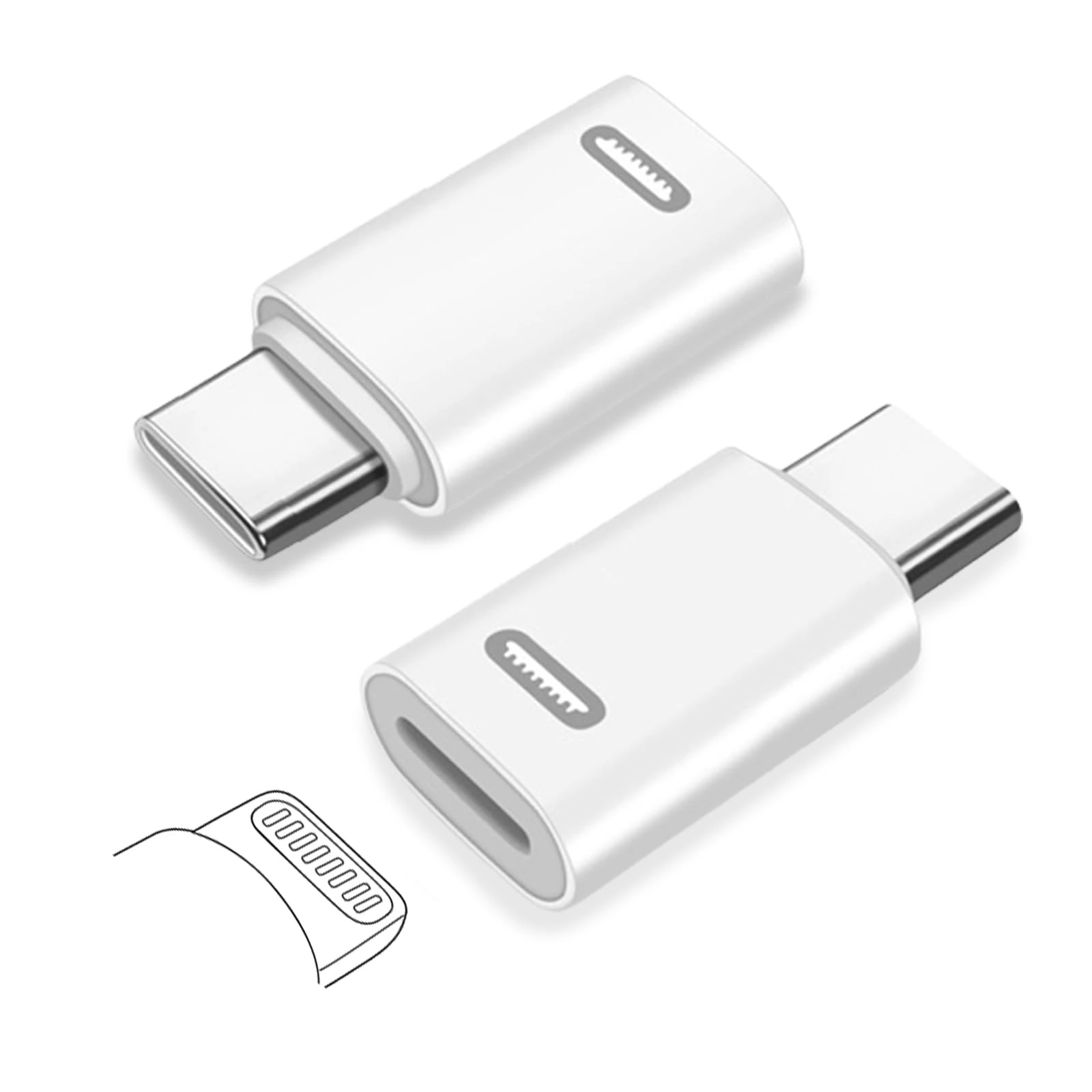 flintronic 2PCS Lightning Female to USB C Male Adapter,USB-C to Lightning Adapter for iPhone15/16/16Pro/16Pro Max/16Plus,Galaxy S24,iPad, for Fast Charging/Data Transfer,Not for Audio/OTG/Earphone