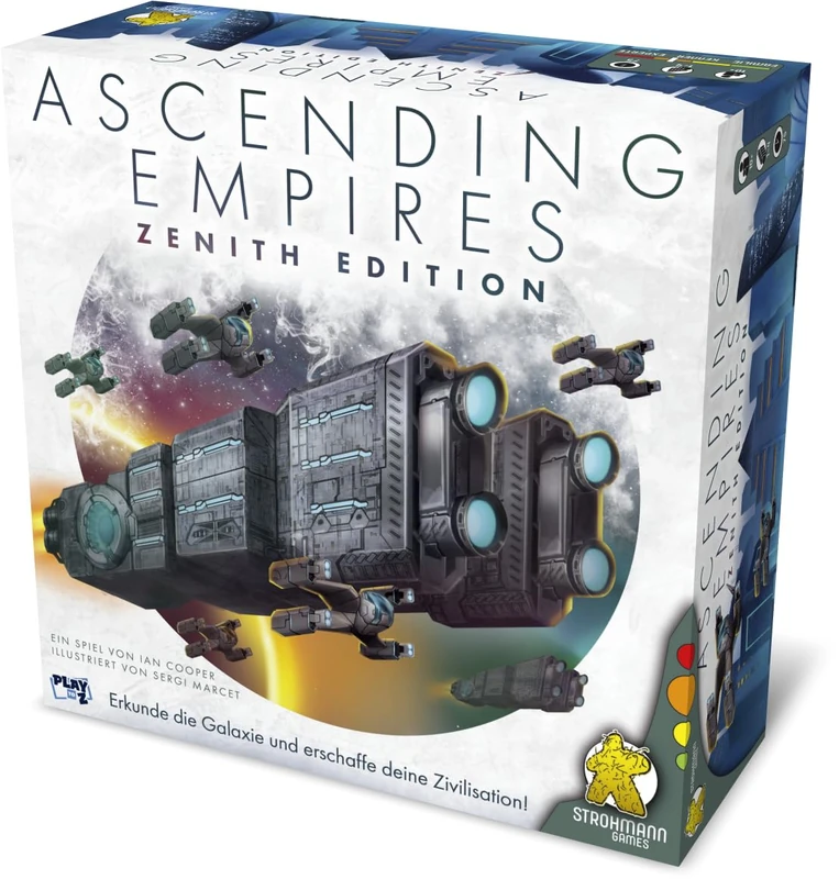 Strohmann Games, Ascending Empires Connoisseur Game, Board Game, 1-4 Players, from 10+ Years, 60-90 Minutes, German, Grey, Blue, Green