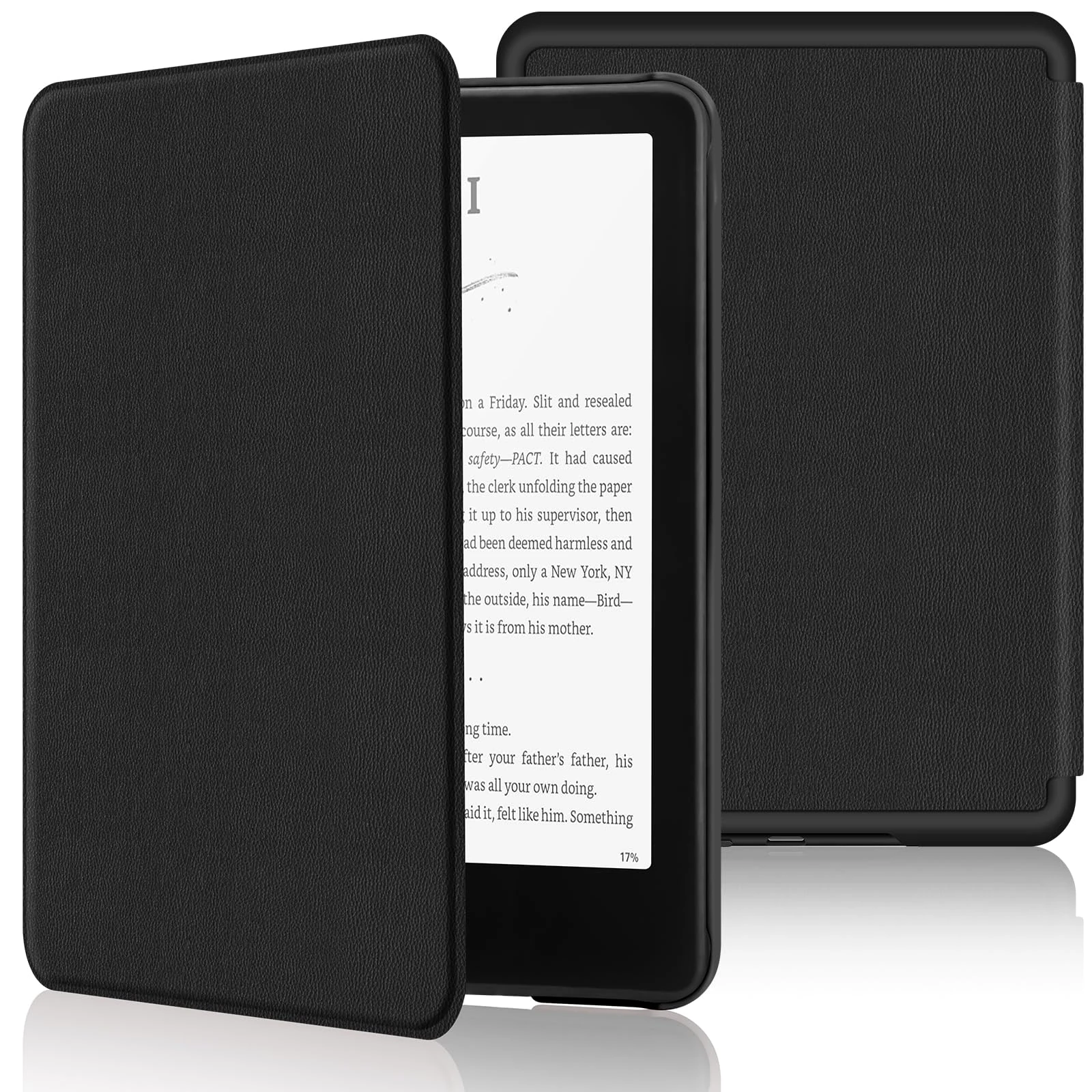 Case for 7" Kindle Paperwhite 2024(12th Generation),Smart Lightweight Shell Cover with Kickstand and Auto Sleep/Wake for Kindle Premium PU Leather Cover (Black)