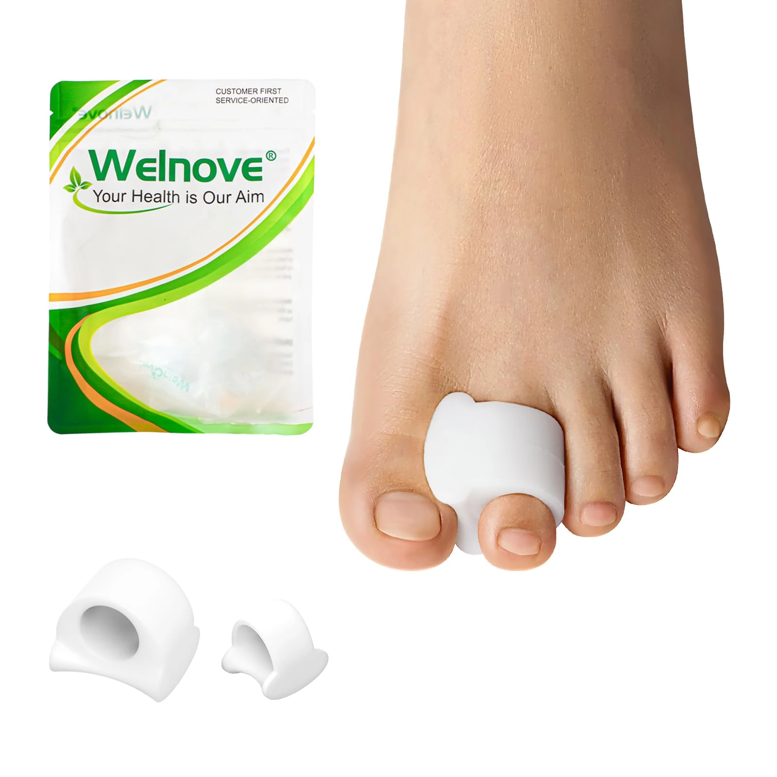 Welnove Gel Toe Separator, Medium Toe Spacers, Little Toe Cushions for Preventing Rubbing & Relieve Pressure (Pack of 12,Multi-Size)