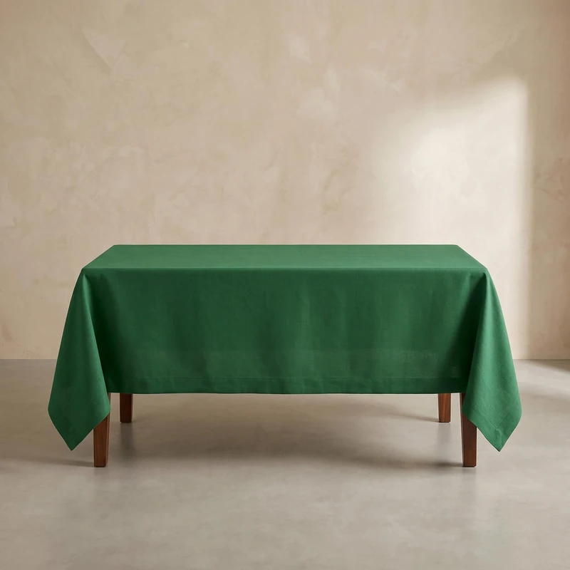 Solino Home Linen Tablecloth 60 x 120 Inch - 100% Pure Linen Pine Green Table Cloth for Rectangle Tables - Fete, Machine Washable Tablecloth for Summer