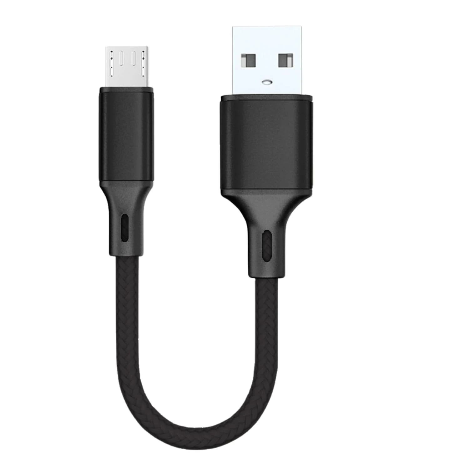 pluX 20cm short Micro USB to USB 2.0 Fast Charger Braided Cable 24AWG A-Male to Micro Lead 0.65ft Black