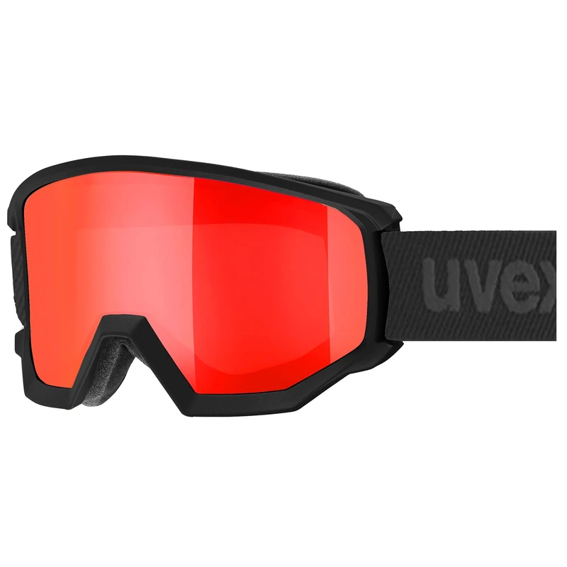 Uvex athletic VFM - ski goggles for adults - photochromic - contrast enhancing - black matt/red-clear - one size